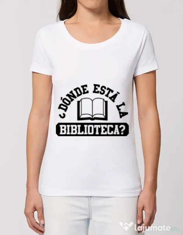 Tricou STANLEY STELLA dama Donde esta la biblioteca Alb