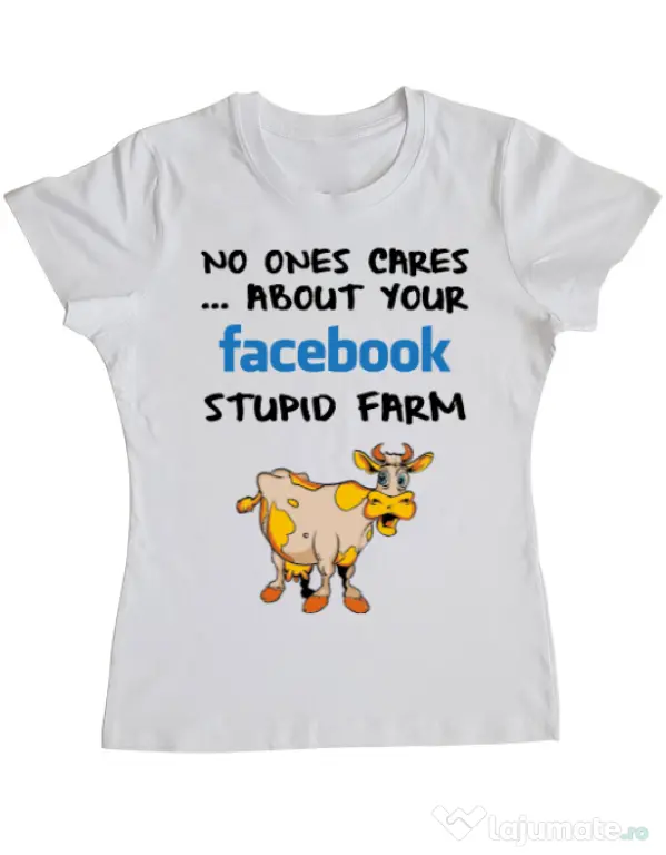 Tricou ADLER dama Stupid farm Alb