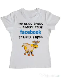 Tricou ADLER dama Stupid farm Alb