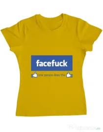 Tricou ADLER dama Facefuck Galben