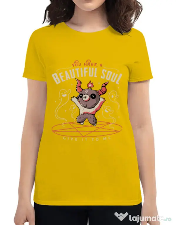 Tricou ADLER dama Beautiful soul Galben