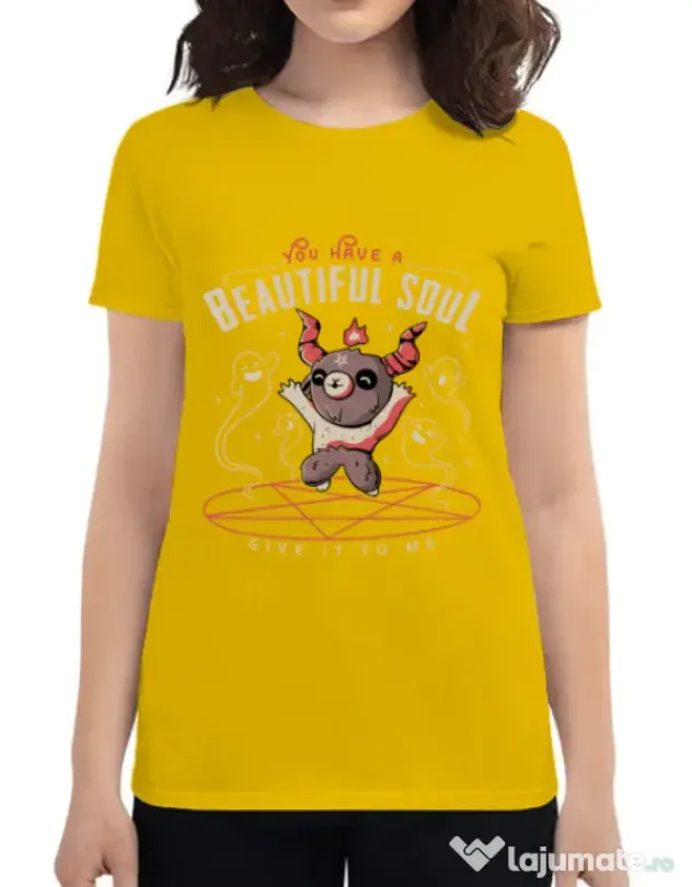 Tricou ADLER dama Beautiful soul Galben