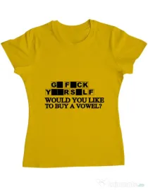 Tricou ADLER dama Go fuck yourself Galben