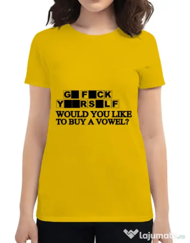 Tricou ADLER dama Go fuck yourself Galben