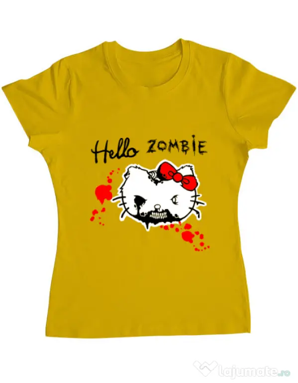 Tricou ADLER dama Hello zombie Galben