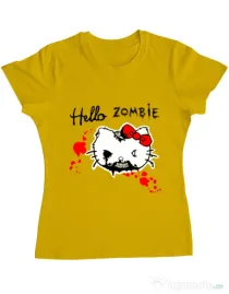Tricou ADLER dama Hello zombie Galben