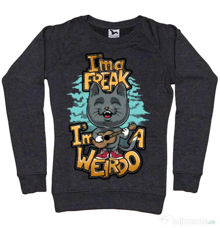 Bluza ADLER dama I am a freak Negru melanj