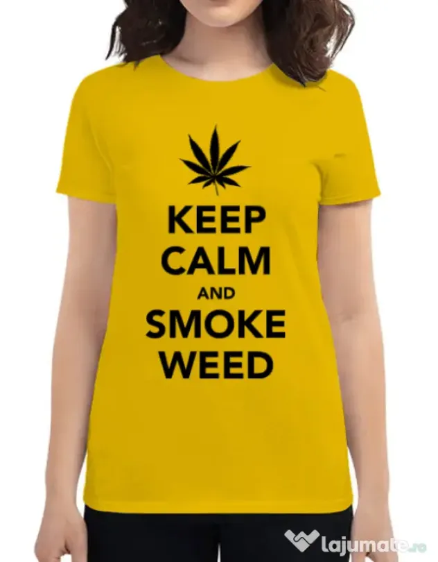Tricou ADLER dama Smoke weed Galben