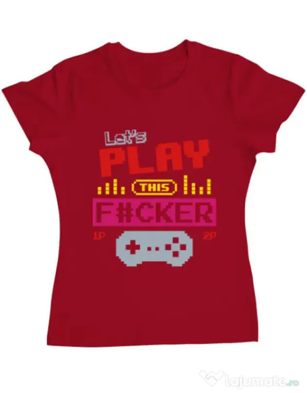 Tricou ADLER dama Lets play this Rosu