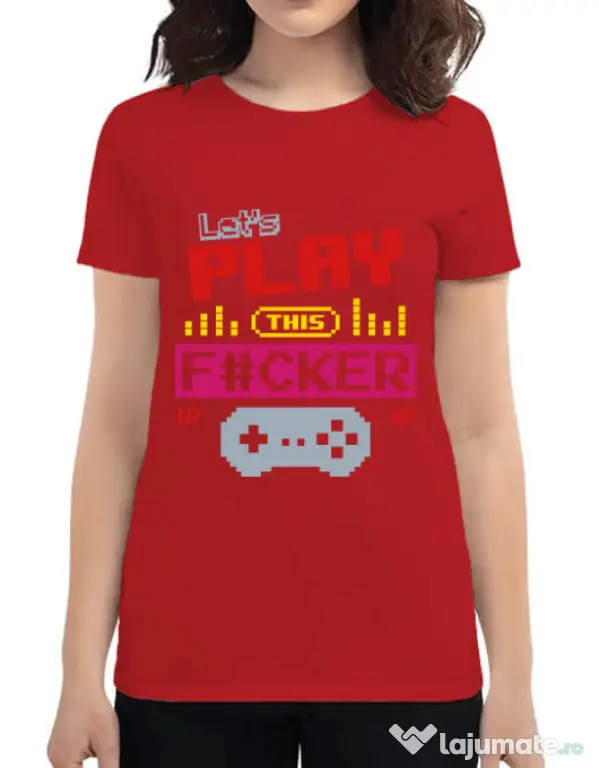 Tricou ADLER dama Lets play this Rosu