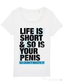 Tricou STANLEY STELLA dama Life is short Alb
