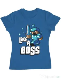 Tricou ADLER dama Like a boss Albastru azuriu