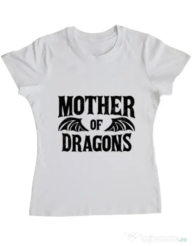 Tricou ADLER dama Mother of dragons 2 Alb