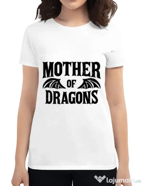 Tricou ADLER dama Mother of dragons 2 Alb