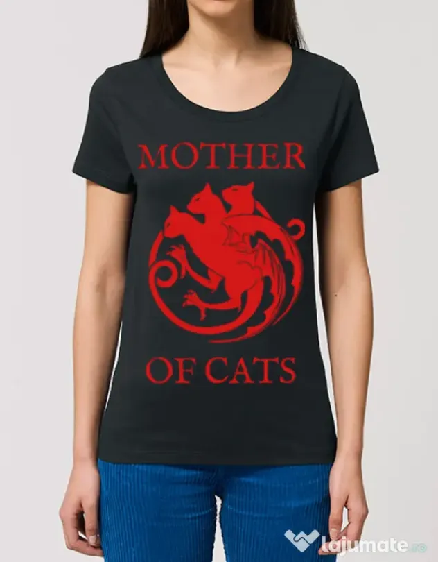 Tricou STANLEY STELLA dama Mother of cats Negru