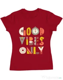 Tricou ADLER dama Good vibes only Rosu