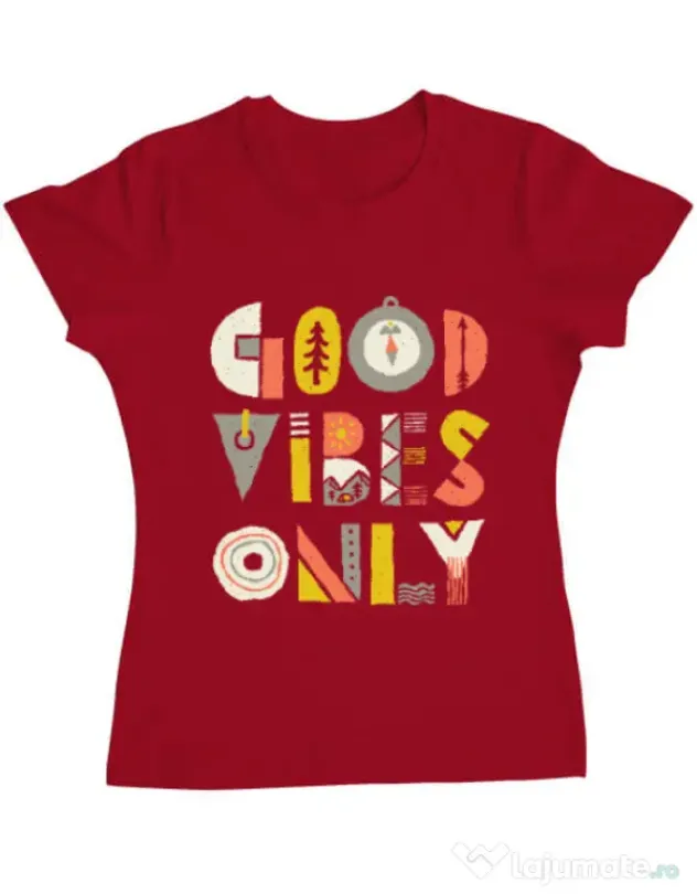 Tricou ADLER dama Good vibes only Rosu
