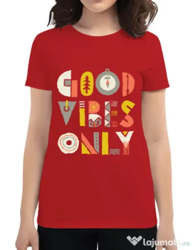 Tricou ADLER dama Good vibes only Rosu