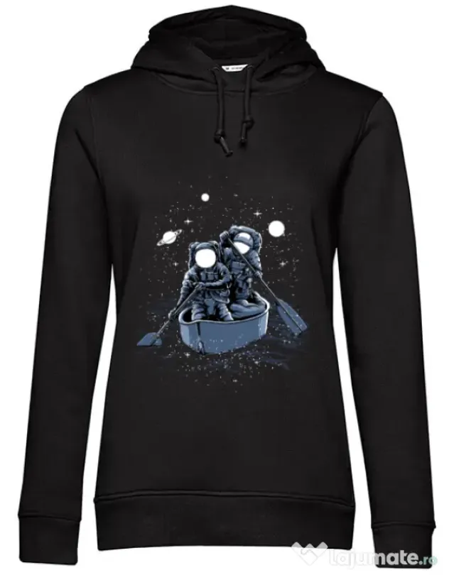 Hoodie dama cu gluga Across the galaxy Negru