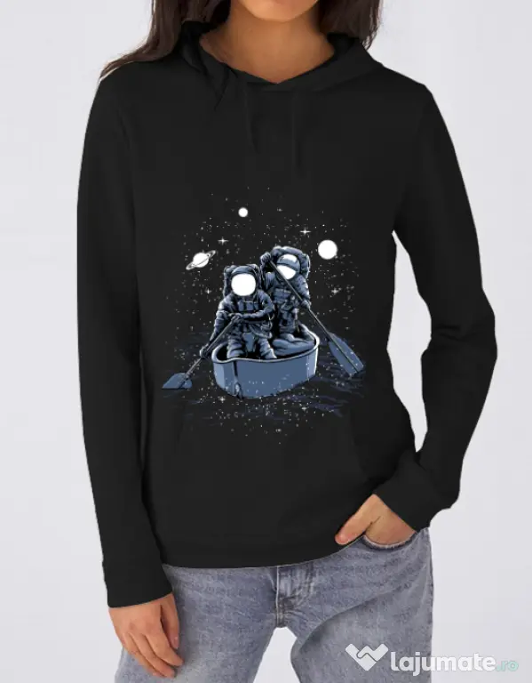 Hoodie dama cu gluga Across the galaxy Negru