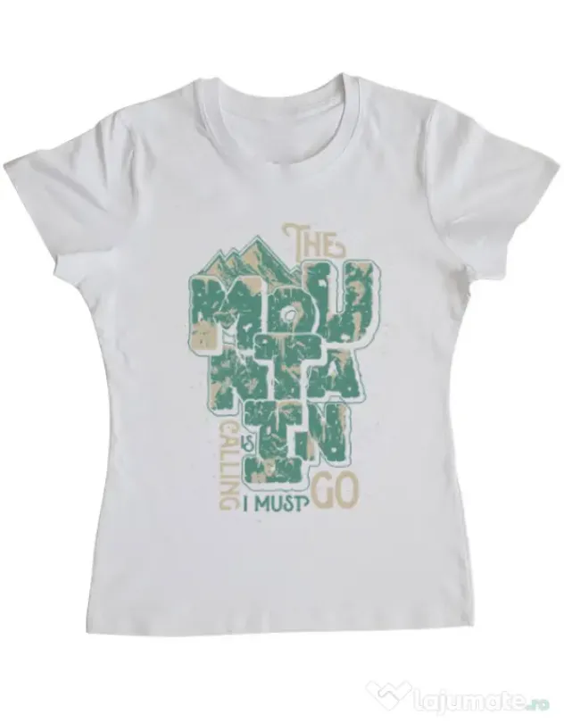 Tricou ADLER dama The mountain is calling, I must go! Alb