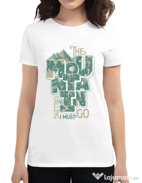Tricou ADLER dama The mountain is calling, I must go! Alb