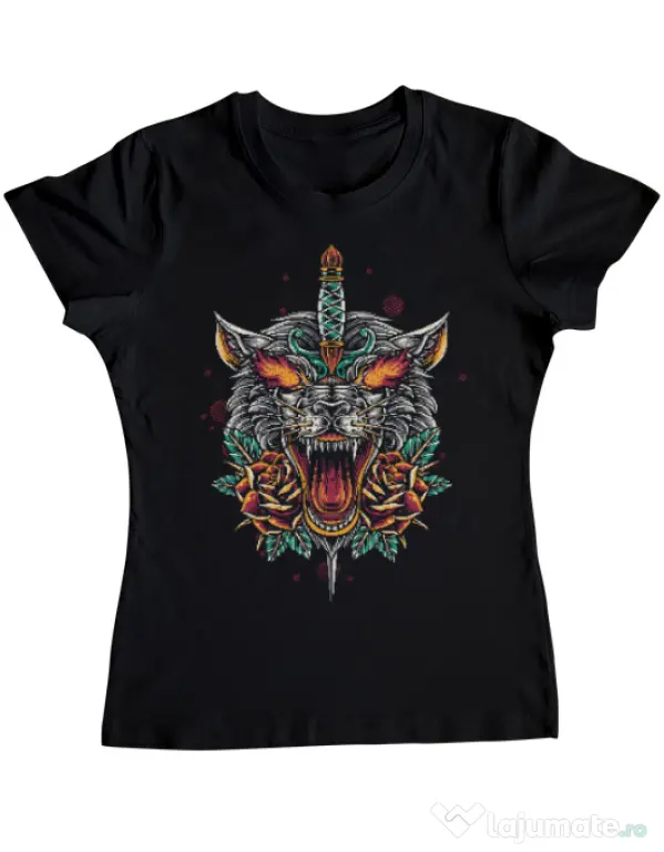 Tricou ADLER dama Stabbed wolf Negru
