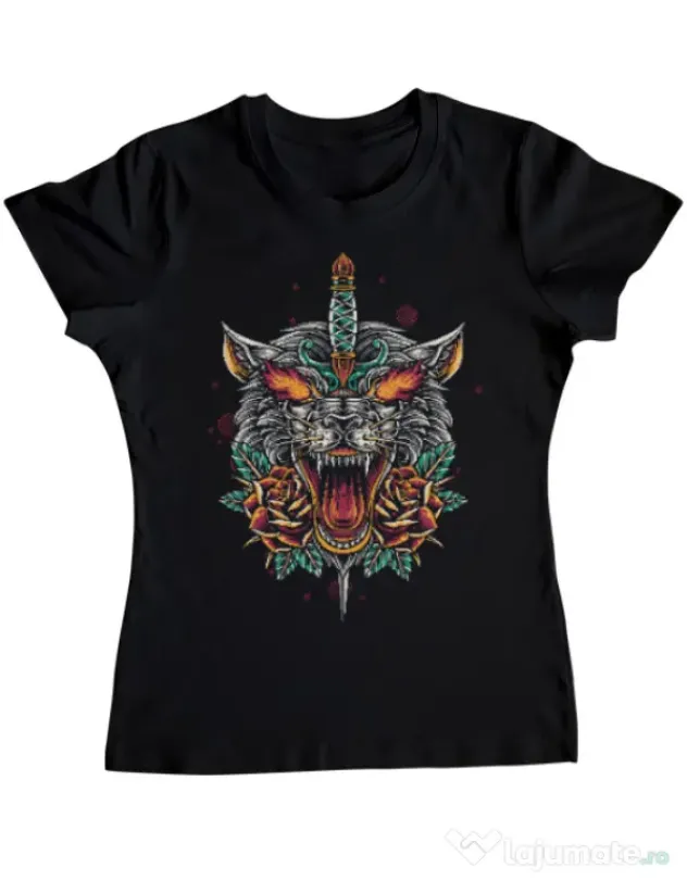 Tricou ADLER dama Stabbed wolf Negru