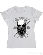 Tricou ADLER dama Gangster skull Alb