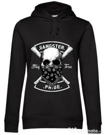 Hoodie dama cu gluga Gangster skull Negru