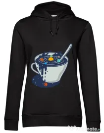 Hoodie dama cu gluga Galaxy mug Negru
