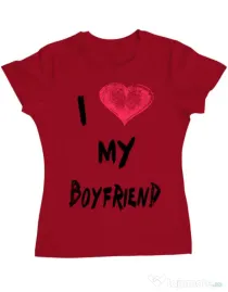 Tricou ADLER dama I love my boyfriend Rosu