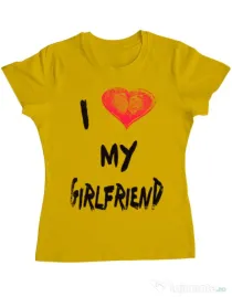 Tricou ADLER dama I love my girlfriend Galben