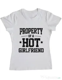 Tricou ADLER dama Property of a hot girlfriend Alb