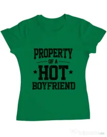 Tricou ADLER dama Property of a hot boyfriend Verde mediu