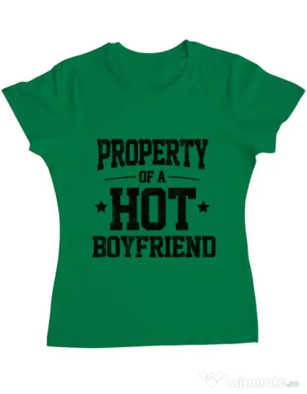Tricou ADLER dama Property of a hot boyfriend Verde mediu