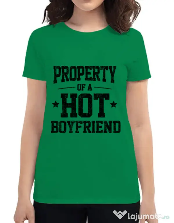 Tricou ADLER dama Property of a hot boyfriend Verde mediu