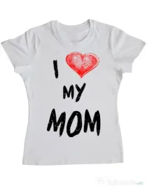 Tricou ADLER dama I love my mom Alb