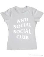 Tricou ADLER dama Anti social Alb