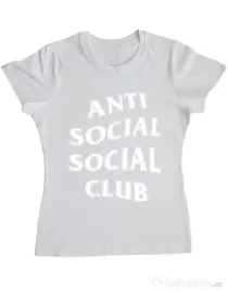 Tricou ADLER dama Anti social Alb
