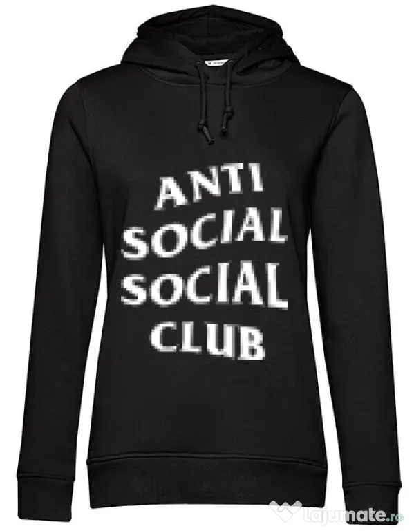 Hoodie dama cu gluga Anti social Negru