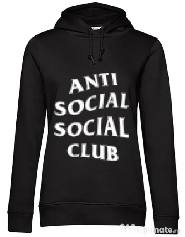 Hoodie dama cu gluga Anti social Negru