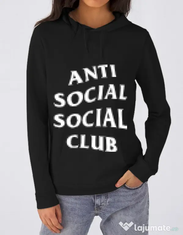 Hoodie dama cu gluga Anti social Negru