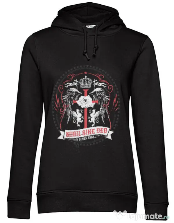 Hoodie dama cu gluga Nihil Sine Deo Negru