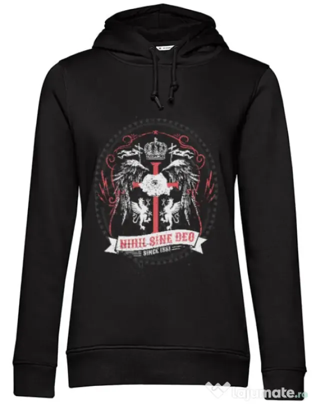 Hoodie dama cu gluga Nihil Sine Deo Negru