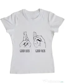 Tricou ADLER dama Good luck Alb