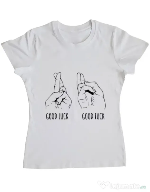Tricou ADLER dama Good luck Alb