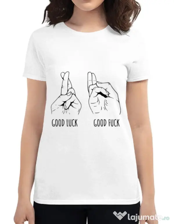 Tricou ADLER dama Good luck Alb