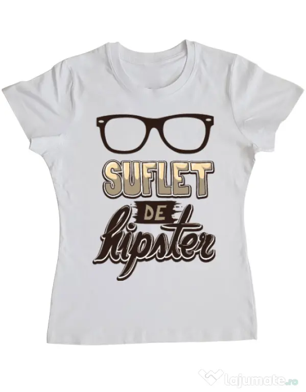 Tricou ADLER dama Suflet de hipster Alb