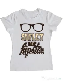 Tricou ADLER dama Suflet de hipster Alb